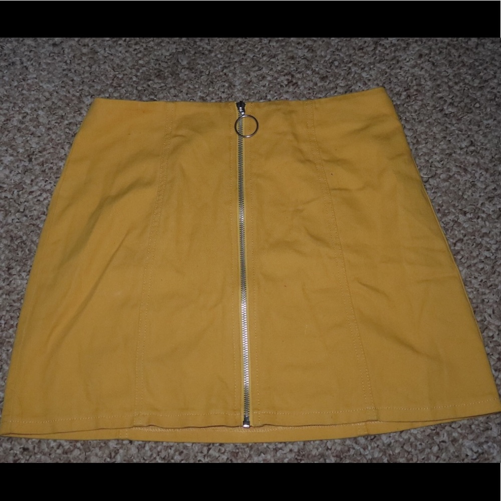 Mustard Zip Up Skirt